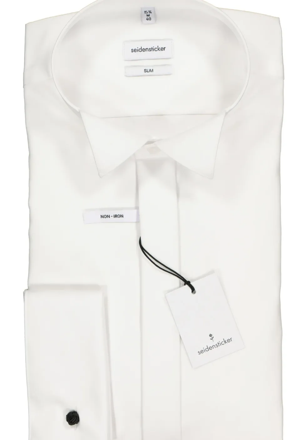Seidensticker slim fit overhemd, dubbele manchet wing kraag, wit