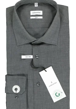 Seidensticker slim fit overhemd, mouwlengte 7, grijs