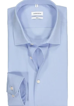 Seidensticker slim fit overhemd, mouwlengte 7, lichtblauw (contrast)