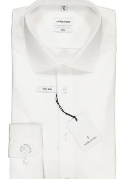 Seidensticker slim fit overhemd, mouwlengte 7, wit