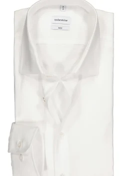 Seidensticker slim fit overhemd, twill, wit