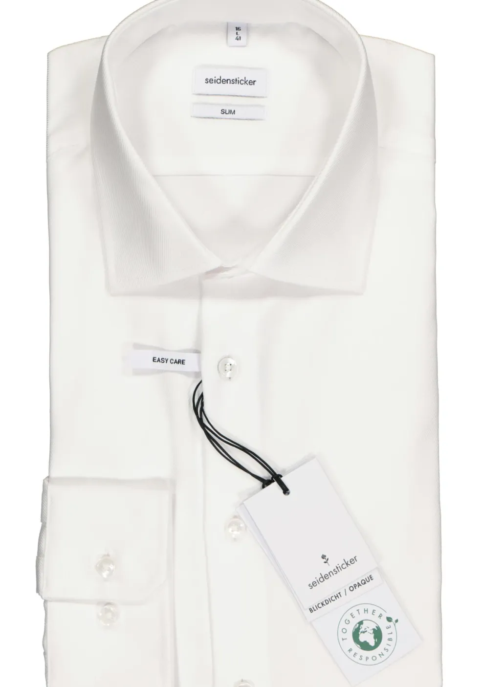 Seidensticker slim fit overhemd, twill, wit
