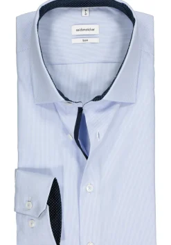 Seidensticker slim fit overhemd, blauw met wit gestreept (contrast)