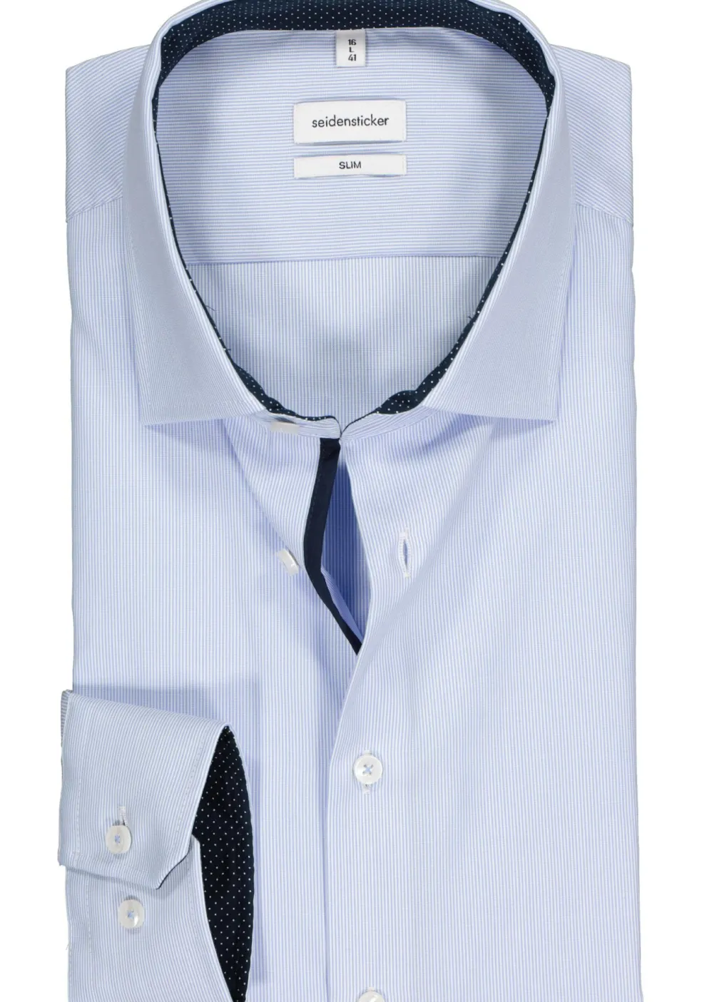 Seidensticker slim fit overhemd, blauw met wit gestreept (contrast)