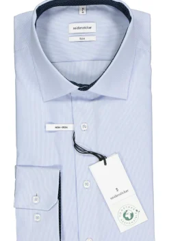 Seidensticker slim fit overhemd, blauw met wit gestreept (contrast)