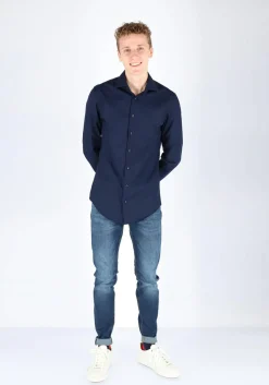 Seidensticker slim fit overhemd, donkerblauw