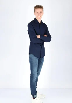 Seidensticker slim fit overhemd, donkerblauw