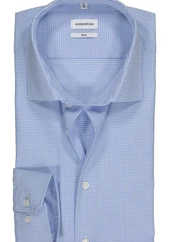 Seidensticker slim fit overhemd, lichtblauw geruit