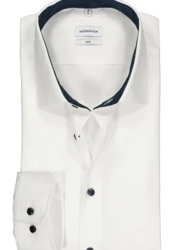 Seidensticker slim fit overhemd, wit (gestipt contrast)