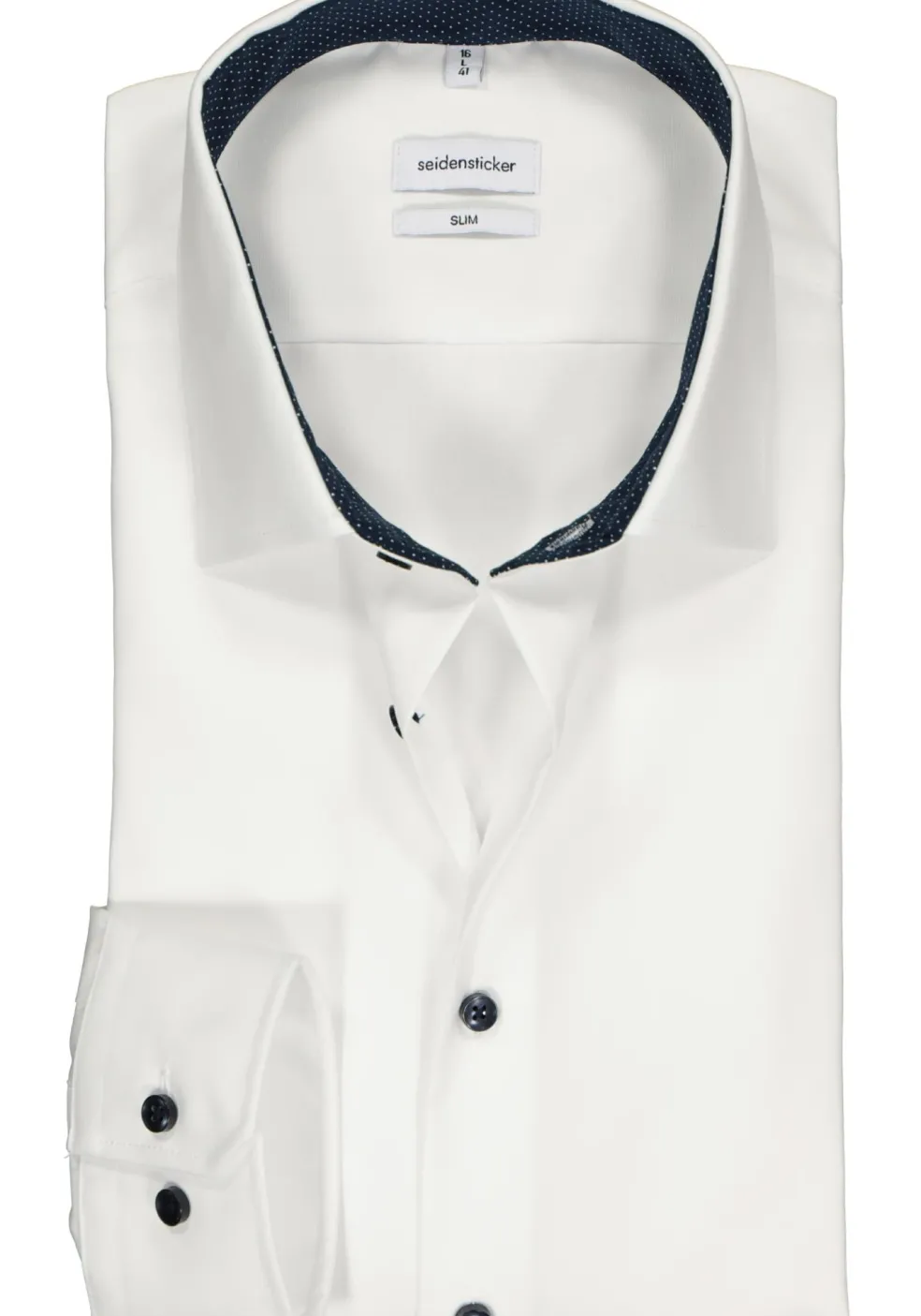 Seidensticker slim fit overhemd, wit (gestipt contrast)