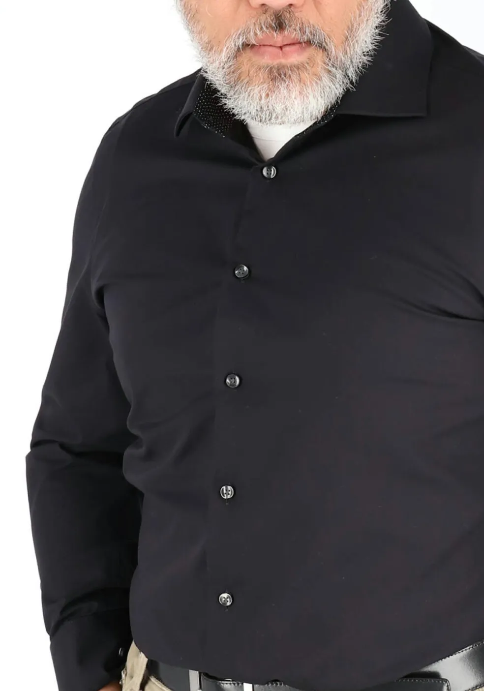 Seidensticker slim fit overhemd, zwart (gestipt contrast)