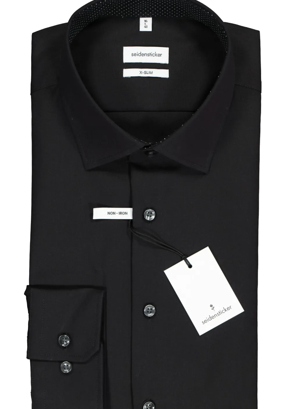 Seidensticker x-slim fit overhemd, zwart (contrast)