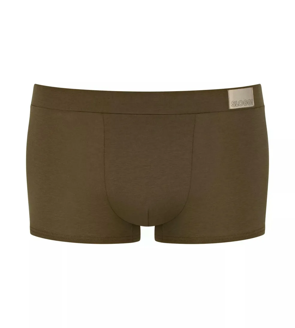 Sloggi Men GO Natural Hipster, heren boxershort korte pijp (2-pack), bruin en olijfgroen