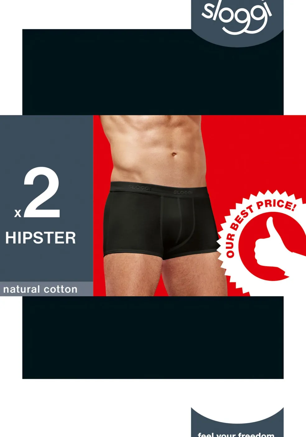Sloggi Men 24/7 Hipster, heren boxers (2-pack), zwart