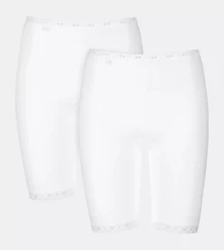 Sloggi Women Basic+ Long (2-pack), dames boxer, wit