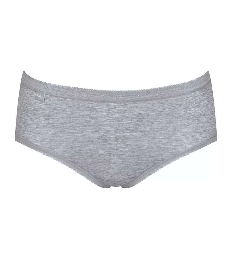 Sloggi Women Basic+ Midi (4-pack), dames slip, wit, grijs, zwart, beige