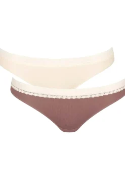 Sloggi Women GO Ribbed R Brazil (2-pack), dames slip, lichtbruin en ecru