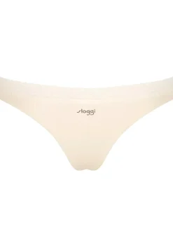 Sloggi Women GO Ribbed R Brazil (2-pack), dames slip, lichtbruin en ecru