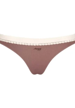 Sloggi Women GO Ribbed R Brazil (2-pack), dames slip, lichtbruin en ecru