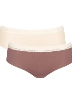 Sloggi Women GO Ribbed R Hipster (2-pack), dames slip, lichtbruin en ecru