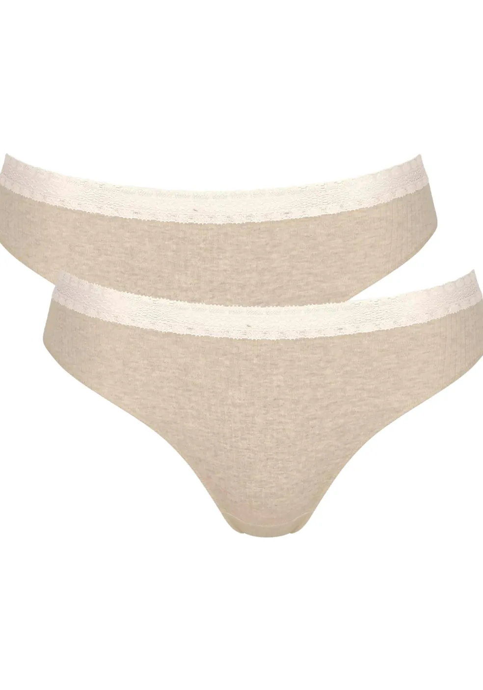 Sloggi Women GO Ribbed R Tai (2-pack), dames slip, beige melange