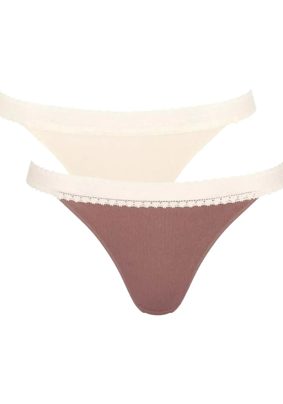 Sloggi Women GO Ribbed R Tanga (2-pack), dames slip, lichtbruin en ecru