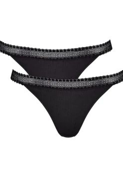 Sloggi Women GO Ribbed R Tanga (2-pack), dames slip, zwart