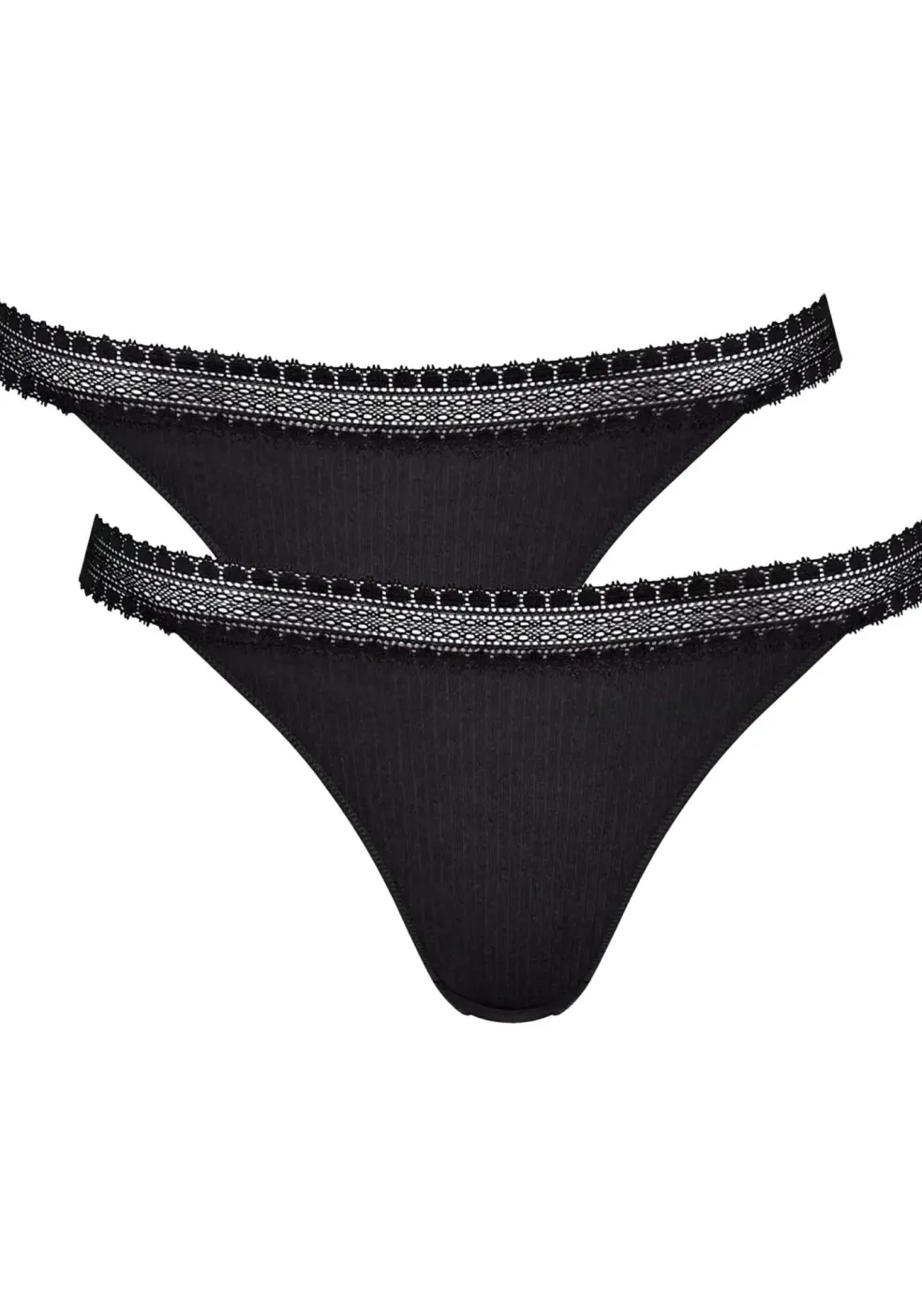 Sloggi Women GO Ribbed R Tanga (2-pack), dames slip, zwart