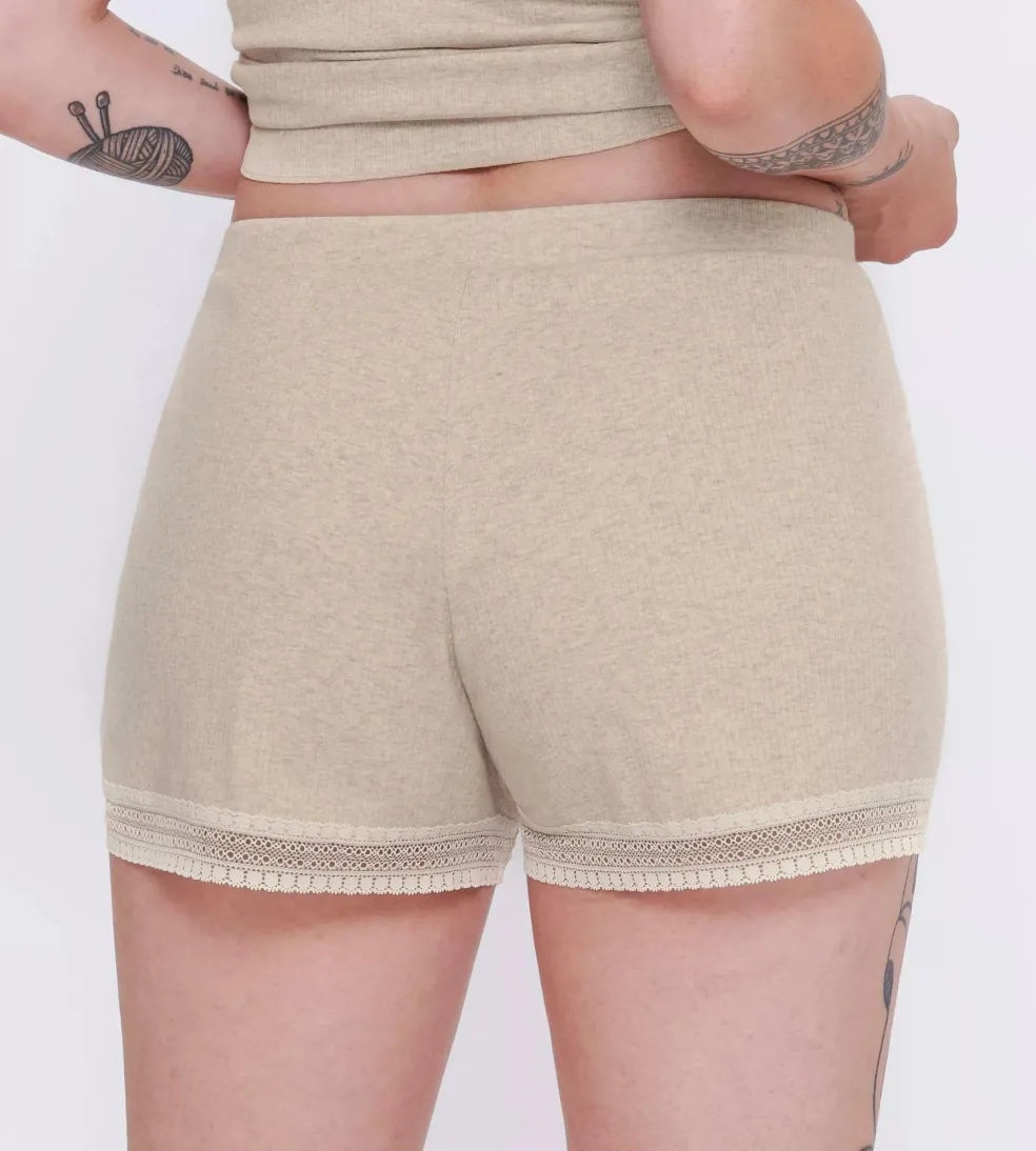 Sloggi Women GO Ribbed Short (1-pack), dames boxer, beige melange