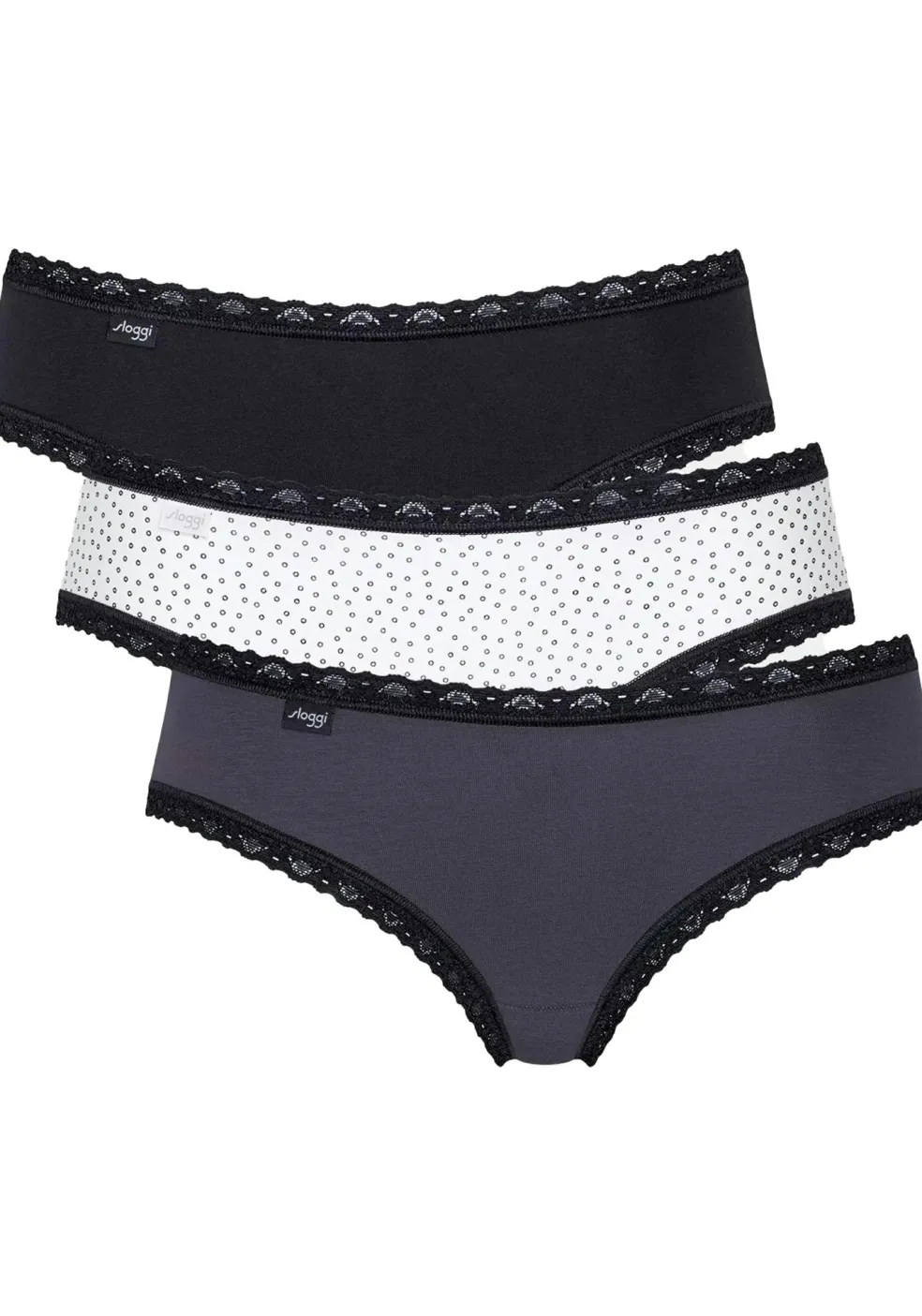 Sloggi Women 24/7 Weekend Hipster (3-pack), dames slip, zwart