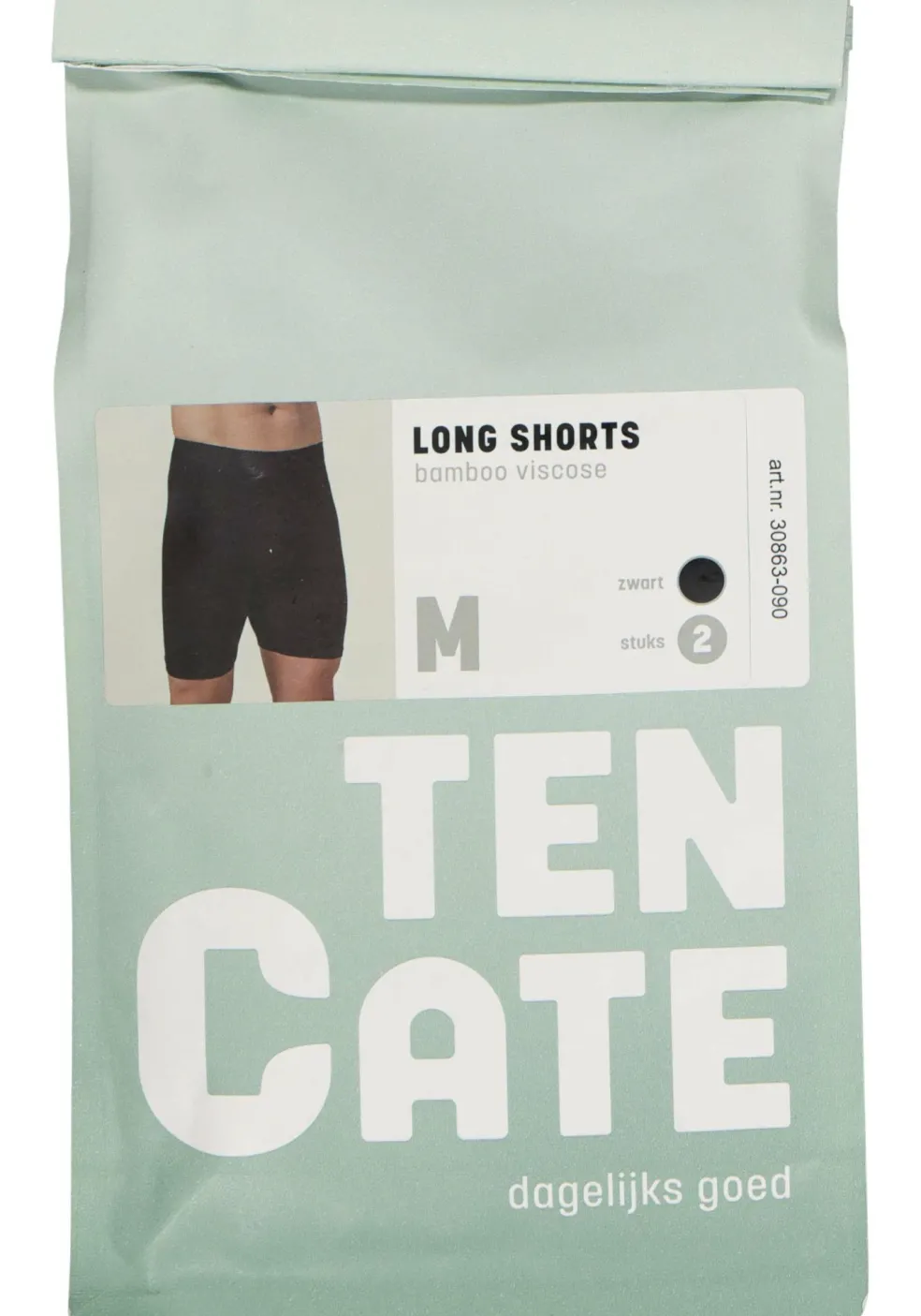 TEN CATE Basics men bamboo viscose long shorts (2-pack), heren boxers lange pijpen, zwart