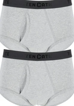 TEN CATE Basics men classic slip met gulp (2-pack), heren heupslips, grijs melange