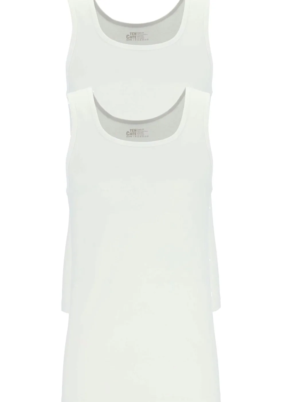 TEN CATE Basics men singlet (2-pack), heren hemden O-hals, wit