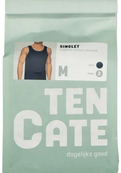 TEN CATE Basics men singlet (2-pack), heren hemden O-hals, blauw