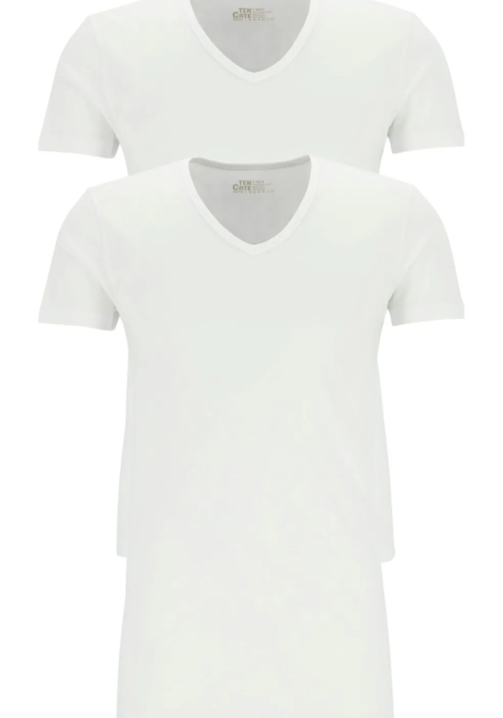 TEN CATE Basics men T-shirt (2-pack), heren T-shirts V-hals, wit