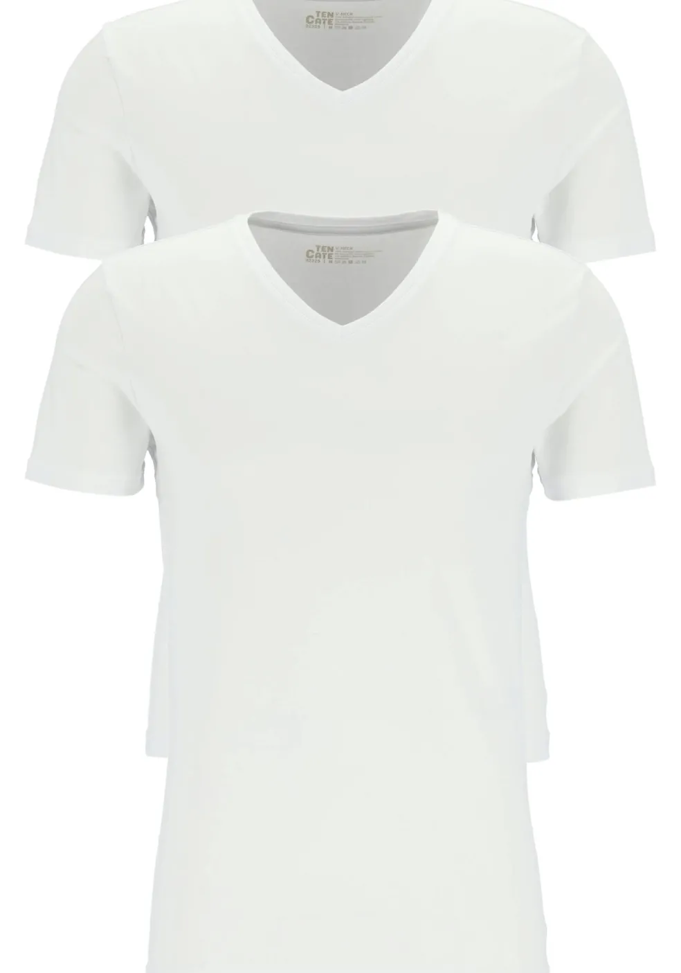 TEN CATE Basics men T-shirt (2-pack), heren T-shirts V-hals, wit