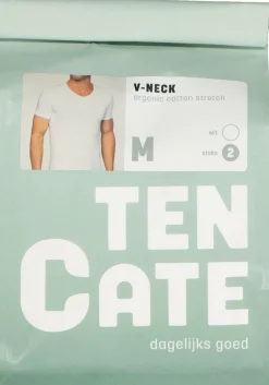 TEN CATE Basics men T-shirt (2-pack), heren T-shirts V-hals, wit