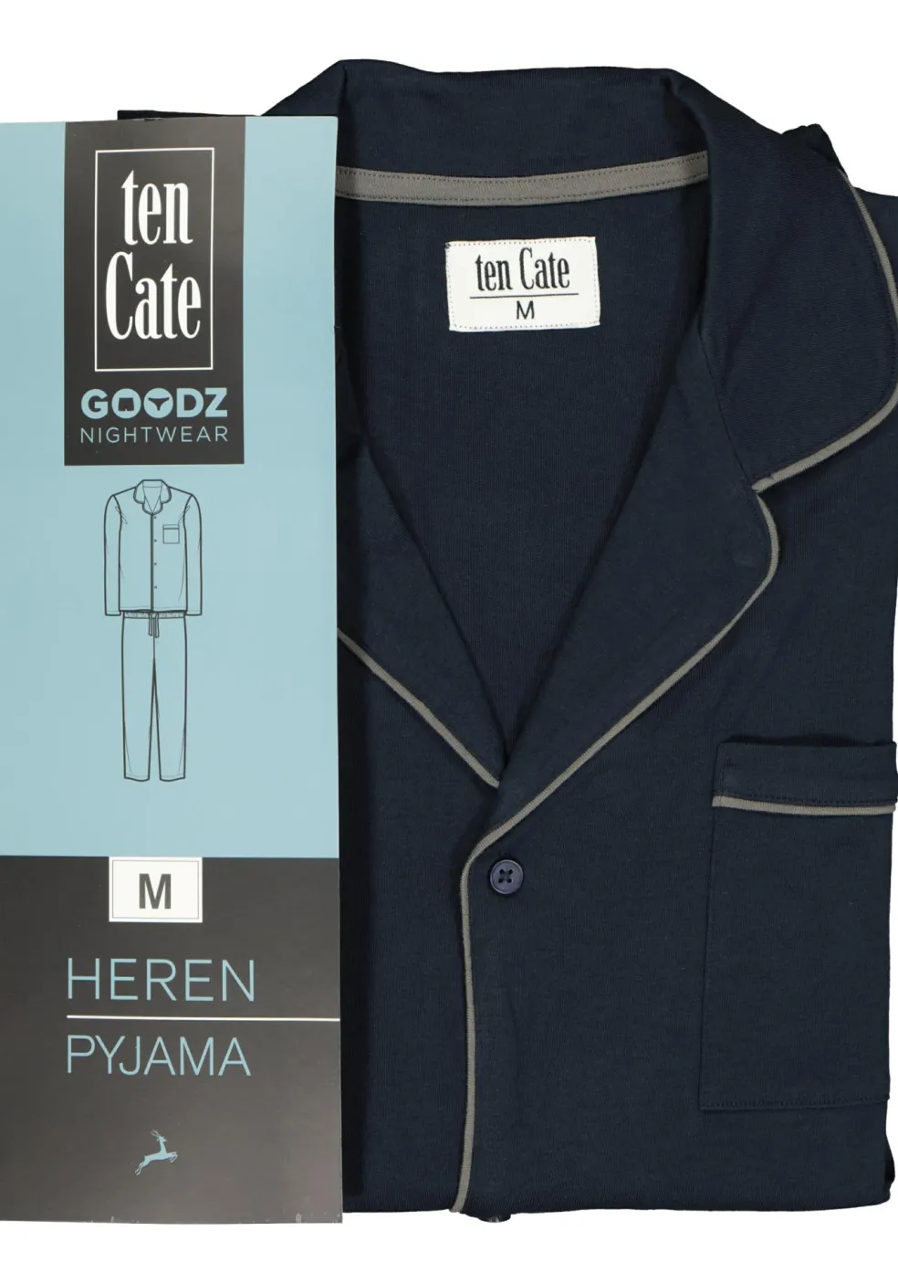 TEN CATE men pyjama, met knoopjes, donkerblauw