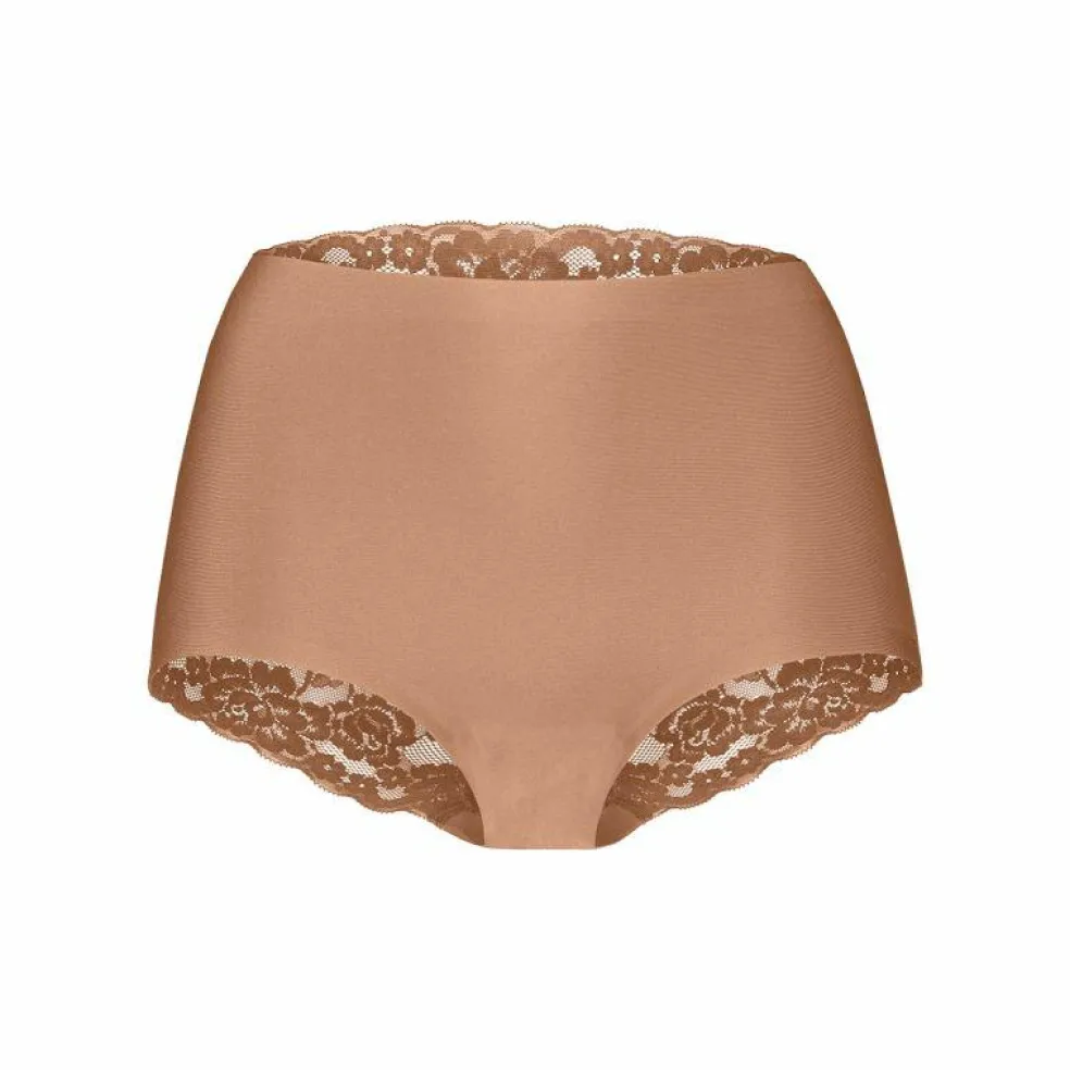 TEN CATE Secrets Lace women high waist met kant (1-pack), dames High waist hoge taille, hazelnoot