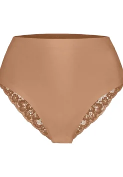 TEN CATE Secrets Lace women high waist brazilian met kant (1-pack), dames slip hoge taille, hazelnoot
