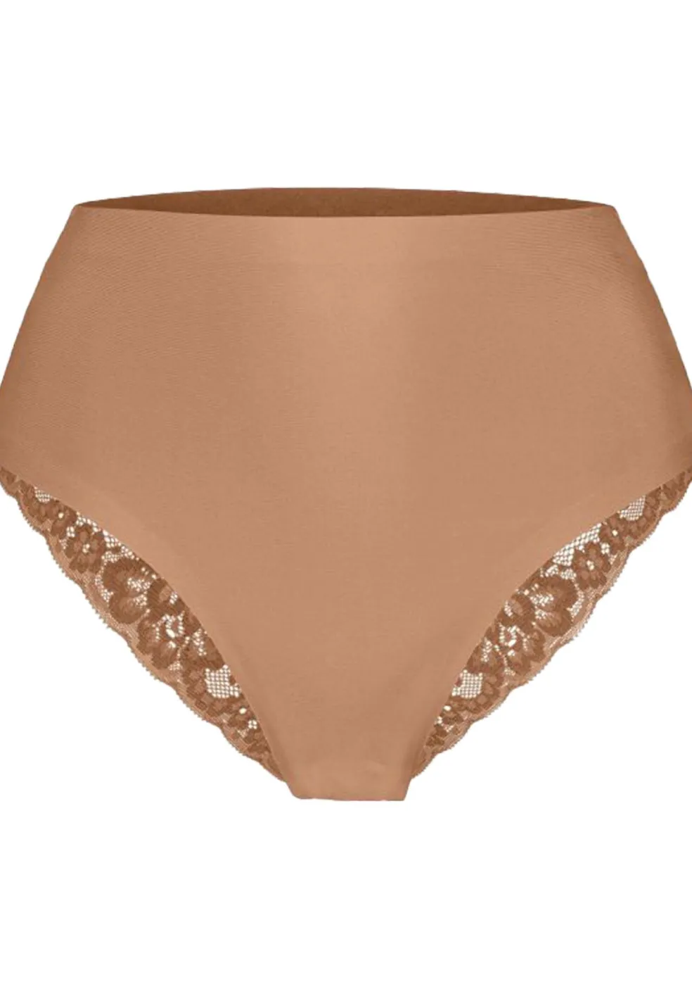 TEN CATE Secrets Lace women high waist brazilian met kant (1-pack), dames slip hoge taille, hazelnoot