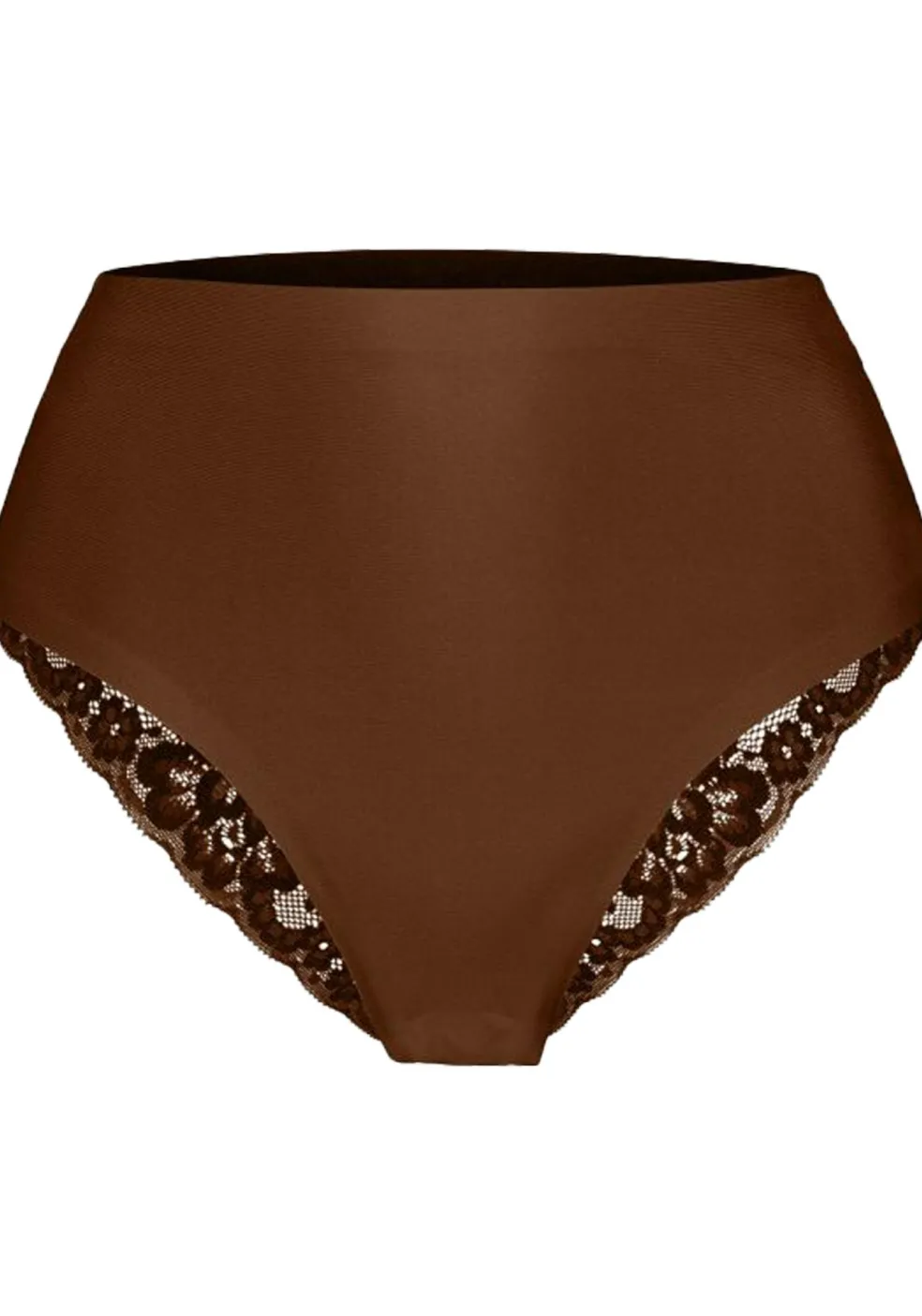TEN CATE Secrets Lace women high waist brazilian met kant (1-pack), dames slip hoge taille, kokosnoot
