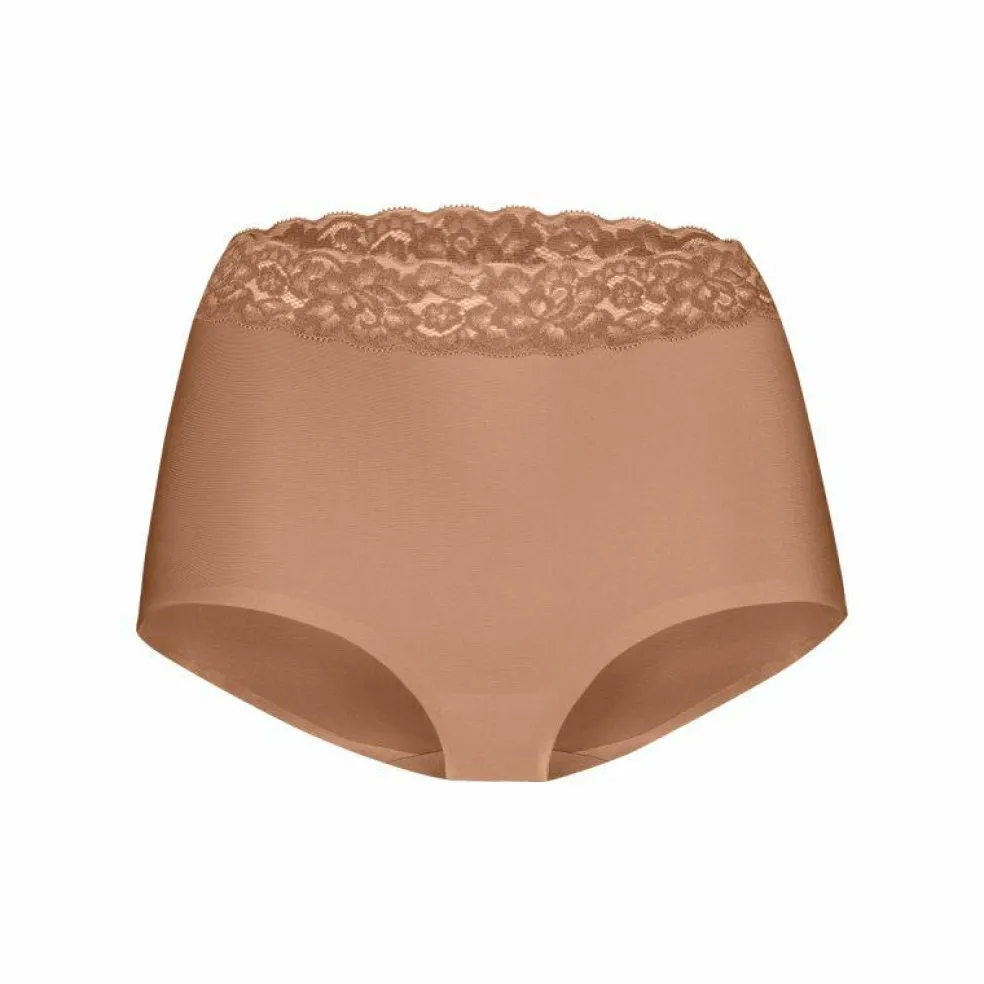 TEN CATE Secrets Lace women high waist met kant (1-pack), dames High waist hoge taille, hazelnoot