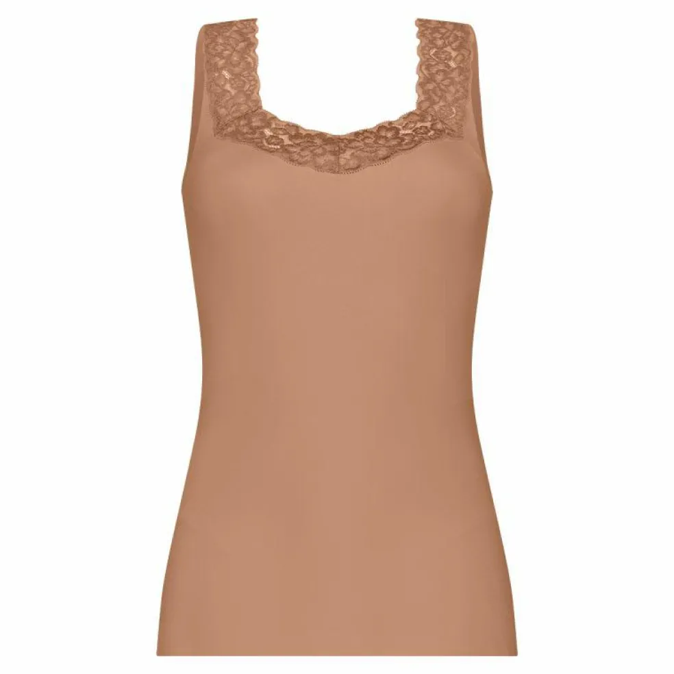 TEN CATE Secrets Lace women singlet met kant (1-pack), dames singlet, hazelnoot