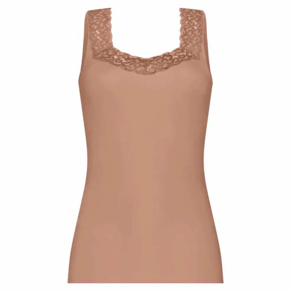 TEN CATE Secrets Lace women singlet met kant (1-pack), dames singlet, roze bruin