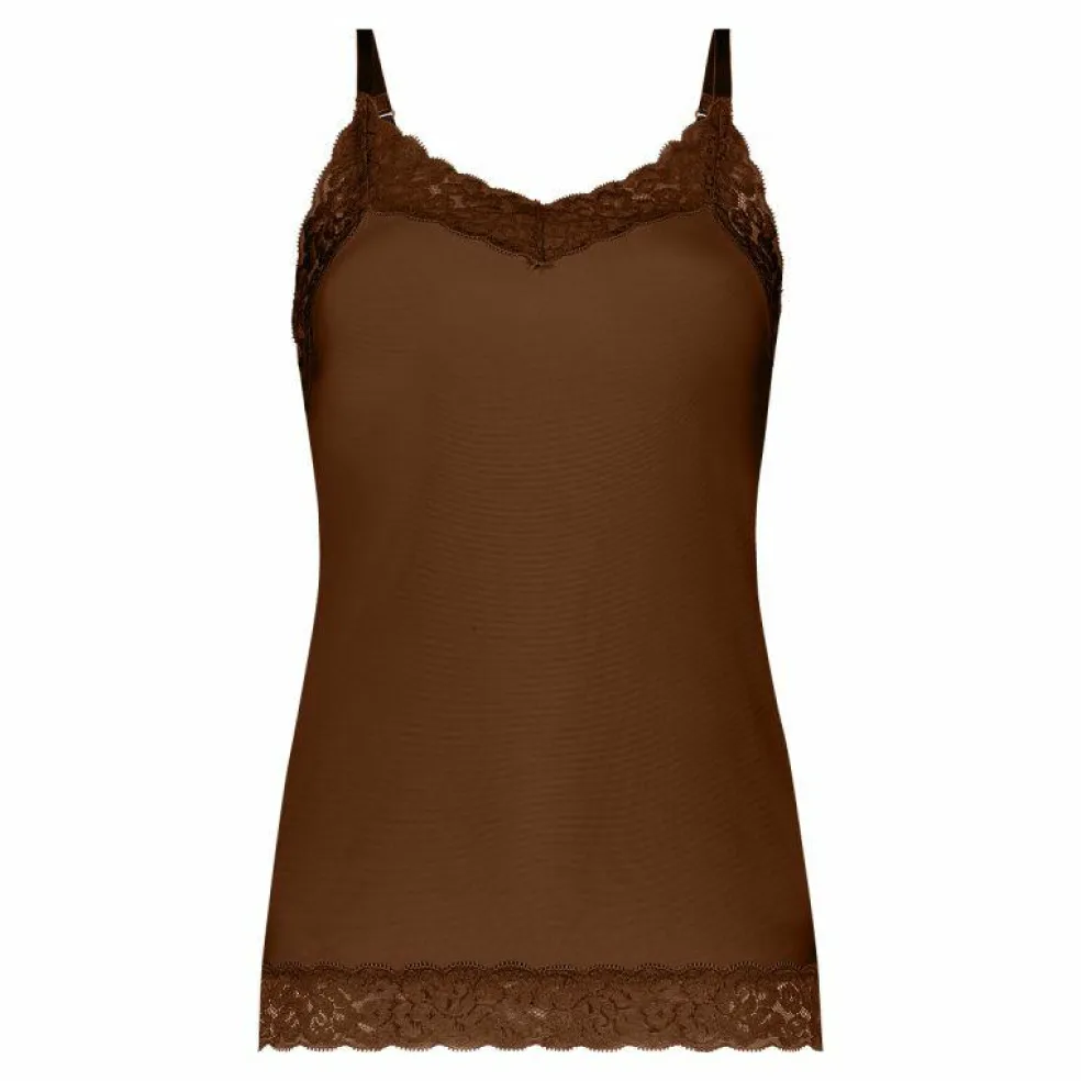TEN CATE Secrets Lace women spaghetti top met kant (1-pack), dames singlet, kokosnoot
