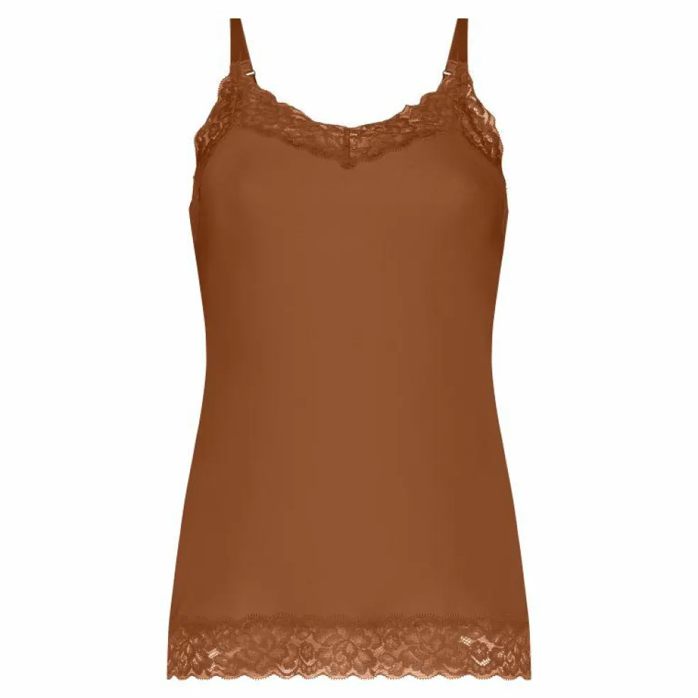 TEN CATE Secrets Lace women spaghetti top met kant (1-pack), dames singlet, pecan