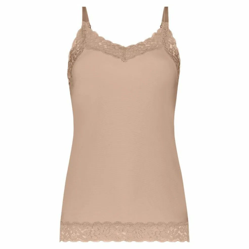 TEN CATE Secrets Lace women spaghetti top met kant (1-pack), dames singlet, walnoot bruin