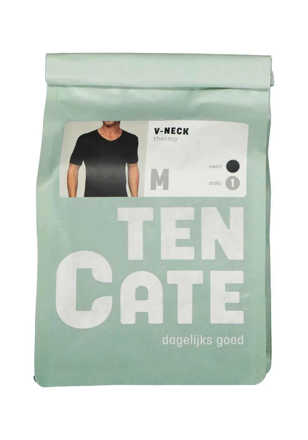 TEN CATE Thermo men V-neck, heren thermo T-shirt V-hals, zwart