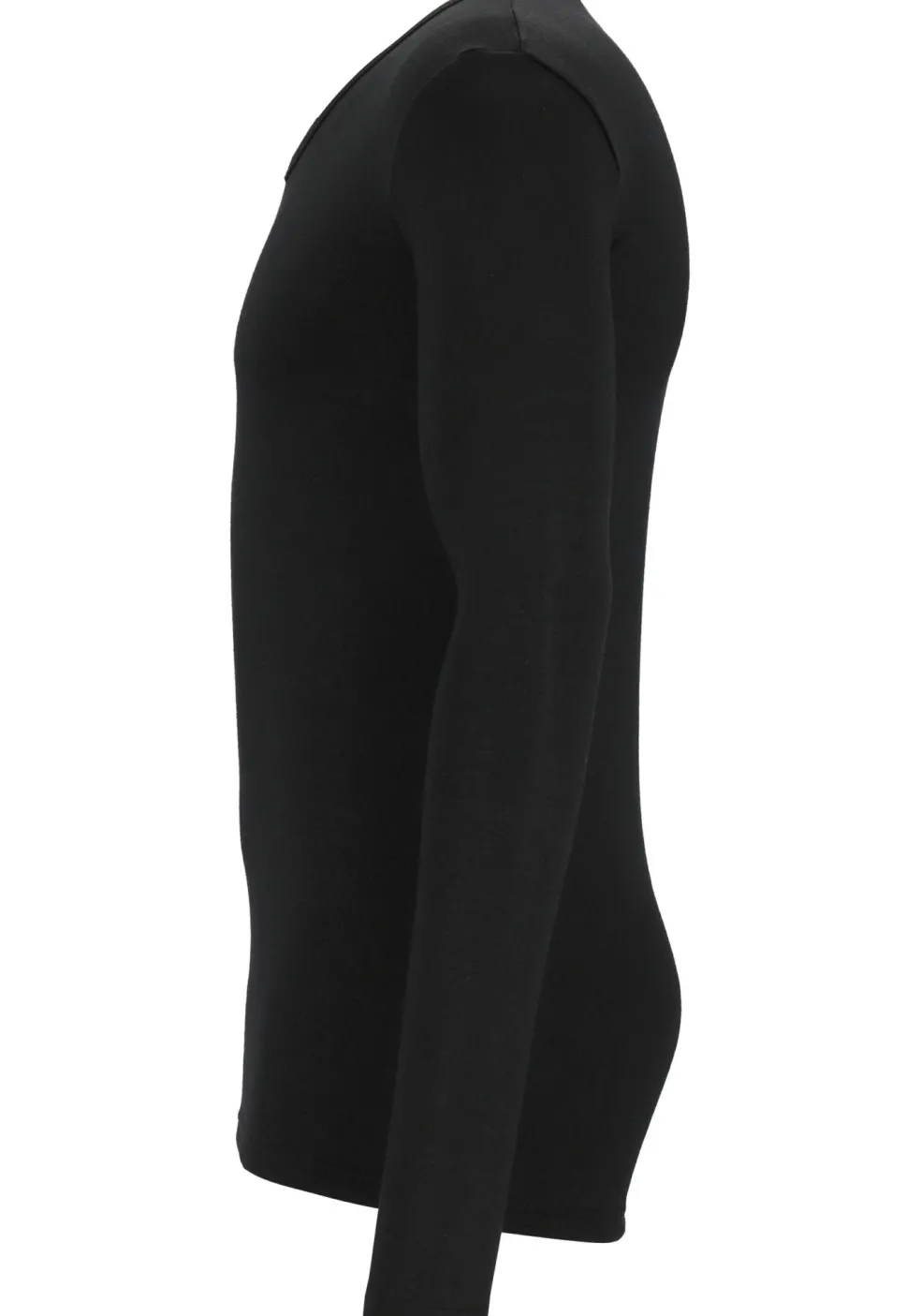 TEN CATE Thermo men V-neck long sleeve, heren thermo T-shirt lange mouw V-hals, zwart